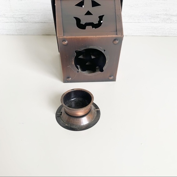 HALLOWEEN Tea light Metal Lantern Oil Rubbed Bronze Jack O Lantern Bats - Picture 6 of 7